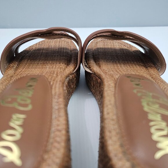 Sam Edelman Pauleena Platform Sandal Womens 8 Brown Woven Raffia Slide NEW - Picture 9 of 13